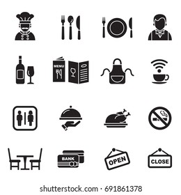 Restaurant icons set. 