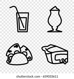 Restaurant icons set. set of 4 restaurant outline icons such as taco, milkshake, pie