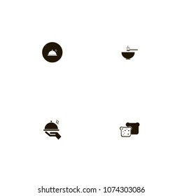 Restaurant icons set. bakery, hand, bread and soup