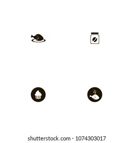 Restaurant icons set. bean, coffee, grill and jar