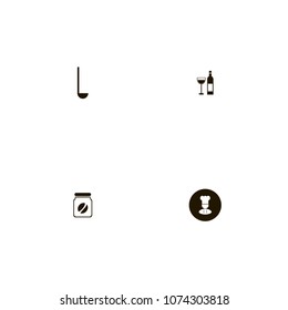 Restaurant icons set. bottle, kitchen, coffee and wine glass