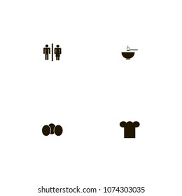 Restaurant icons set. bowl, hat, toilet and spoon