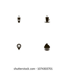Restaurant icons set. cake, bakery, latte and bean