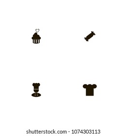 Restaurant icons set. cake, candy, cook and hat