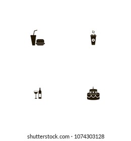 Restaurant icons set. coffee, fastfood, soda and cake