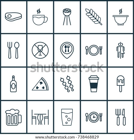 Restaurant Icons Set Collection Beverage Silverware Stock