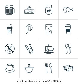 Restaurant Icons Set. Collection Of Bowl, Closed Placard, Ale And Other Elements. Also Includes Symbols Such As Beverage, Restaurant, Hot.