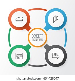 Restaurant Icons Set. Collection Of Dining Room, Check In, Doorway And Other Elements. Also Includes Symbols Such As Restaurant, Eating, Sign.