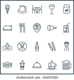 Restaurant Icons Set. Collection Of Dining Room, Food Mapping, Dining And Other Elements. Also Includes Symbols Such As Glassware, New, No.