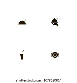 Restaurant icons set. dish, hand, soda and cool