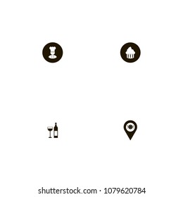 Restaurant icons set. drink, bakery, wine glass and plate