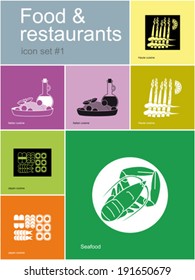 Restaurant icons. Set of editable vector color illustrations in Metro style.