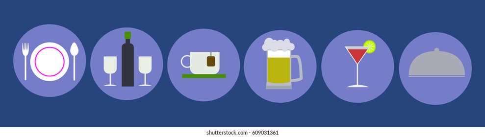 Restaurant Icons Set flat design