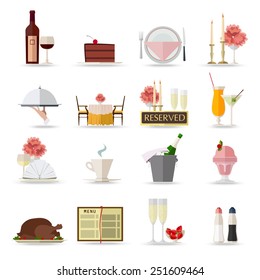 Restaurant icons set. Flat style design. Vector illustration.