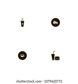Restaurant icons set. hot, cup, tea and soda and burger