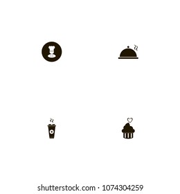Restaurant icons set. hot, dish, cake and kitchen