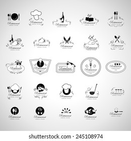 Restaurant Icons Set - Isolated On Gray Background - Vector Illustration, Graphic Design, Editable For Your Design