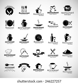 Restaurant Icons Set - Isolated On Gray Background - Vector Illustration, Graphic Design, Editable For Your Design