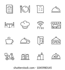 Restaurant, icons set. Line with Editable stroke