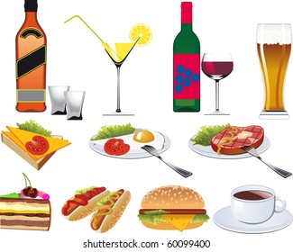 Restaurant Icons set for Menu isolated on white