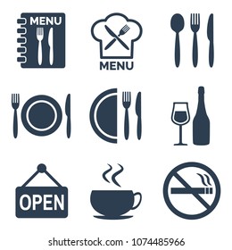 Restaurant icons set on white background. Vector illustration