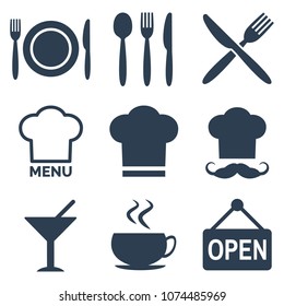 Restaurant icons set on white background. Vector illustration