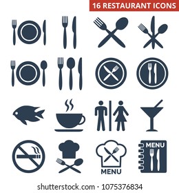 Restaurant icons set on white background. Vector illustration