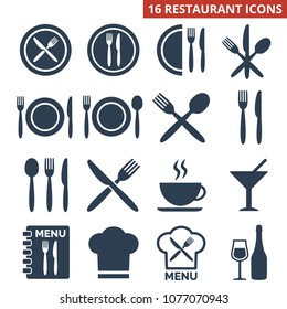 Restaurant icons set on white background. Vector illustration