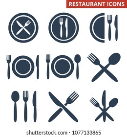 Restaurant icons set on white background. Vector illustration