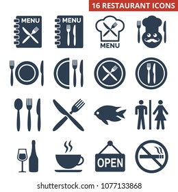 Restaurant icons set on white background. Vector illustration