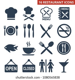 Restaurant icons set on white background. Vector illustration