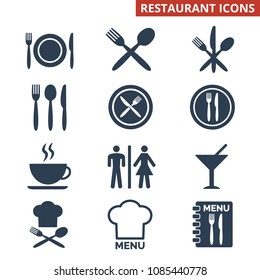 Restaurant icons set on white background. Vector illustration