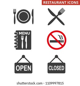 Restaurant icons set on white background. Vector illustration