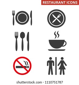 Restaurant icons set on white background. Vector illustration