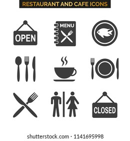Restaurant icons set on white background. Vector illustration