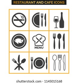 Restaurant icons set on white background. Vector illustration