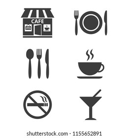 Restaurant icons set on white background. Vector illustration