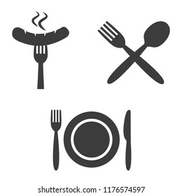 Restaurant icons set on white background. Vector illustration