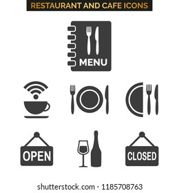 Restaurant icons set on white background. Vector illustration