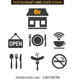 Restaurant icons set on white background. Vector illustration