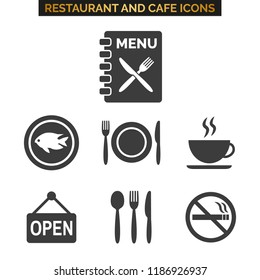 Restaurant icons set on white background. Vector illustration
