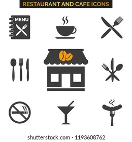 Restaurant icons set on white background. Vector illustration