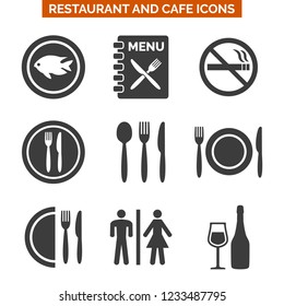 Restaurant icons set on white background. Vector illustration