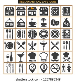 Restaurant icons set on white background. Vector illustration