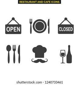 Restaurant icons set on white background. Vector illustration