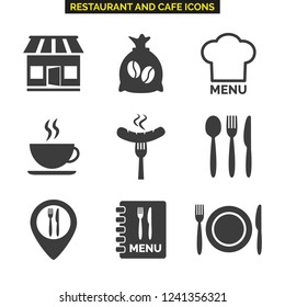 Restaurant icons set on white background. Vector illustration