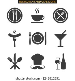 Restaurant icons set on white background. Vector illustration