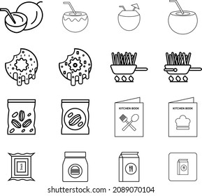 Iconos del restaurante sobre fondo blanco. Ilustración del vector

