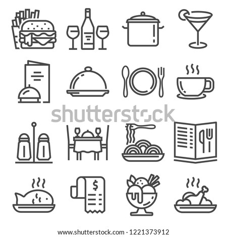 Restaurant icons set on white background. Vector illustration