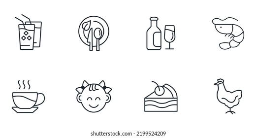 restaurant icons set .  restaurant pack symbol vector elements for infographic web